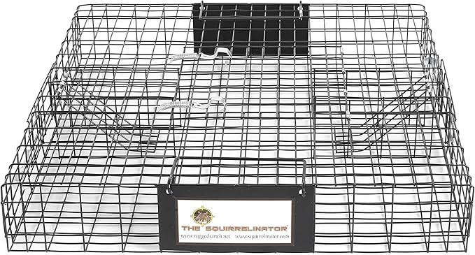 Rugged Ranch 2‑Pack Squirrelinator Multi‑Catch Squirrel Trap with Basin, Wire Cage, 25"x15"x6.5" Each - Live Catch‑and‑Release, 2‑Door Humane Rodent Control, No‑Poison Outdoor Use