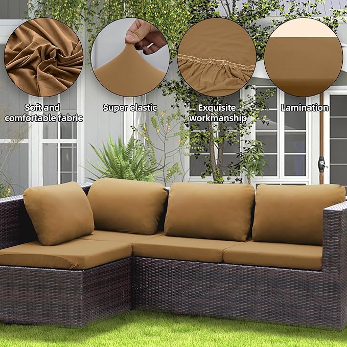 Outdoor Cushion Covers Set,12PCS Patio Furniture Couch Seat Slipcovers, Replacement for Sofa Sectional Chair(Cover，Only)