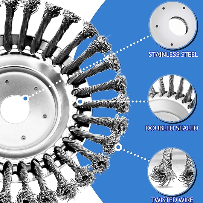 8 Inch Unbreakable Wired Trimmer Blade for Weed Eater, Steel Wire Rotary Brush Cutter Trimmer Head, Weed Eater Head for Moss Grass Rust Removal, Paving Stone, Pavement Joints or Driveway