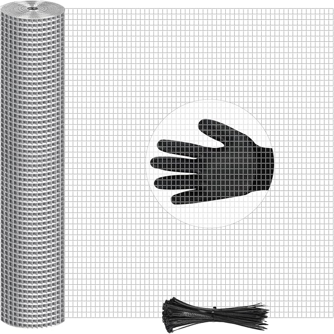 48in x 100ft Hardware About 1/2 inch Hot-Dip Galvanized Welded Chicken Wire Fencing - 23 Standard Steel Wire Mesh for Garden, Chicken Coop, Rabbit Cage, Rodent Poultry Enclosures & Predator Protection