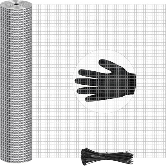 48in x 100ft Hardware About 1/2 inch Hot-Dip Galvanized Welded Chicken Wire Fencing - 23 Standard Steel Wire Mesh for Garden, Chicken Coop, Rabbit Cage, Rodent Poultry Enclosures & Predator Protection