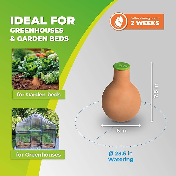 BioGreen Plant Self-Watering System Hydro MAX S | 0.3 gal | Irrigation Ø 23.6 in | Olla Made of Fired Clay | Environmentally Friendly | Terracotta Water Saver for Gardens, Vegetables & Raised Beds