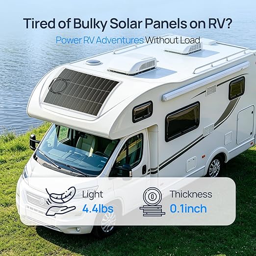 ECO-WORTHY 130 Watt 12BB Flexible Solar Panels,23.5% High-Efficiency Waterproof Monocrystalline Lightweight Solar Panel for RV,Boats,Curved Surfaces,Roofs,Cabin