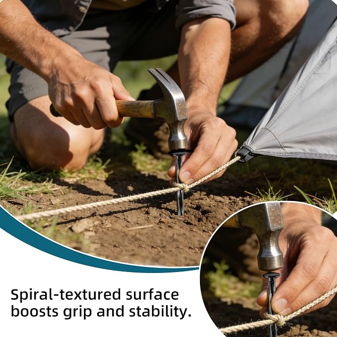 16 Inch Spiral Landscape Stakes, 12 Pack Heavy Duty Metal Ground Anchor Spikes for Paver Edging, Weed Barrier, Camping Tent