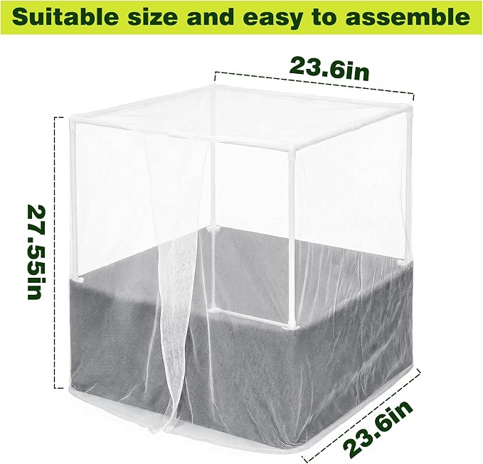 UNIFAMILY 2X2X1 FT Fabric Raised Garden Bed Kit, Breathable Raised Garden Bed with Cover, Garden Beds Outdoor with Plant Protection Mesh Netting for Vegetable, Flower, Herbs and Strawberry