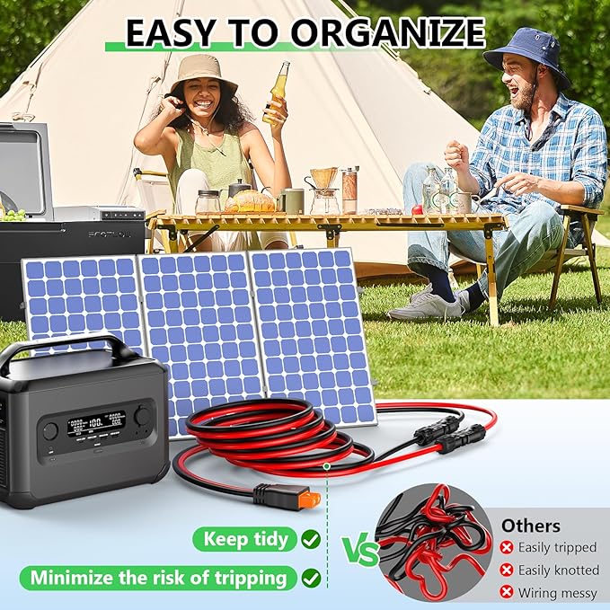 Vansdon Solar to XT60i Extension Cable 12AWG 3FT XT60i Female to Male Connector for RV Foldable Solar Panel, Portable Power Station, Solar Generator