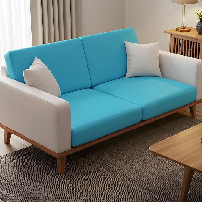 pickyNproud 4Pcs Patio Cushion Covers Stretch Outdoor Couch Cushions Slipcovers Replacement Washable Furniture Protector with Elastic Bottom Sofa Chair Seat Cover, Aqua Blue