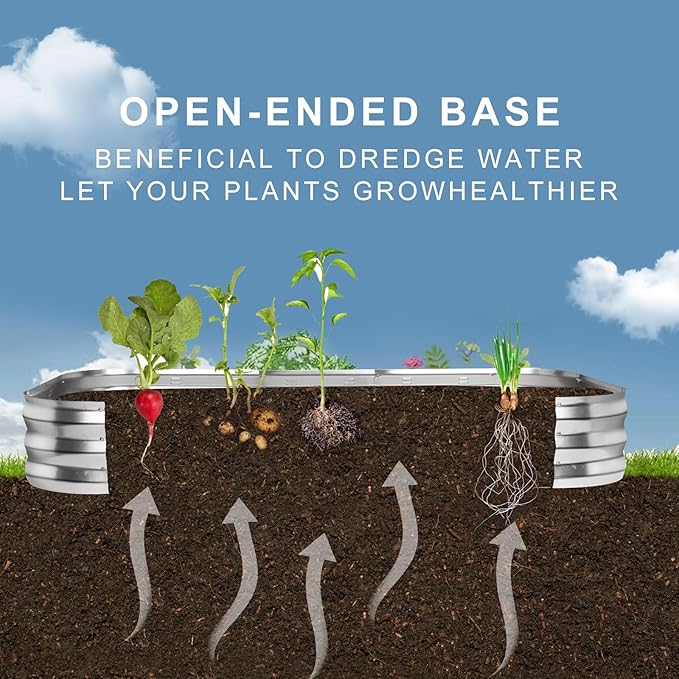 Galvanized Raised Garden Bed Kit with 4 Internal Braces, 67x36x10in Large Metal Planter Raised Beds Outdoor, 0.8mm Thick Steel Outdoor Galvanized Planter with Vents, Silver (2PCS)