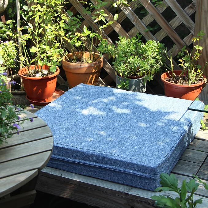Patio Seat Cushion Covers,Washable Slip Covers Replacement,Waterproof Outdoor Furniture Chair Cushion Pillow Seat Cover for Couch,Garden,Sofa,Denim Blue,24"×22"×4"(4 Covers Only)