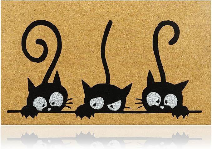 Catguard - 17"x29" - Coir Door Mat with Heavy Duty Backing - Welcome Mats for Entryway, Porch - Anti-Slip PVC & Coconut Fiber Surface - Natural Home Accessories, Minimalist Original Design