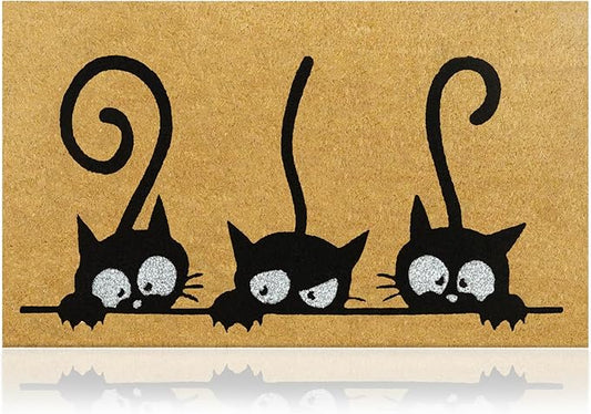 Catguard - 17"x29" - Coir Door Mat with Heavy Duty Backing - Welcome Mats for Entryway, Porch - Anti-Slip PVC & Coconut Fiber Surface - Natural Home Accessories, Minimalist Original Design
