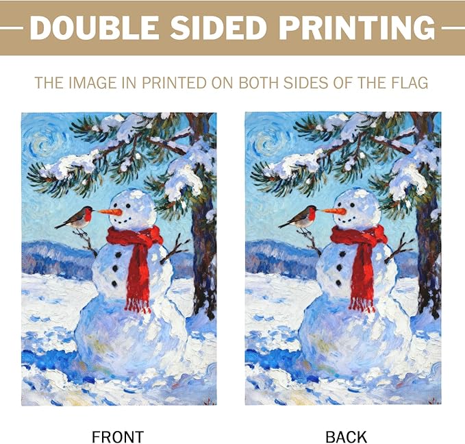 Winter Snowman Garden Flag 12x18 Inch Winter Snow Scene Cardinal Tree Holiday Decorative Yard Flags for Outside Double Sided Seasonal Outdoor Home Farmhouse Decoration Porch New Year Decor