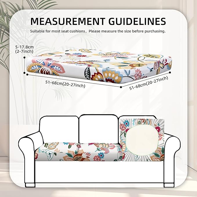 BIETYONE 8Pcs Stretch Patio Cushion Covers,Outdoor Couch Covers Replacement,Outdoor Couch & Sofa Slipcovers,for Patio Furniture Cushion Covers,Washable Reusable Furniture Protector (Vivid, Cover Only)