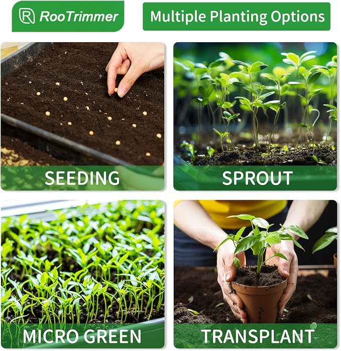 RooTrimmer Shallow 1020 Nursery Flat Trays Specialized for Holding & Carrying 200 Cell Plug Seedling Trays (Height is 1.3"),Microgreen Germination Trays,10 Pack, No Holes (YB01, 10Pcs)