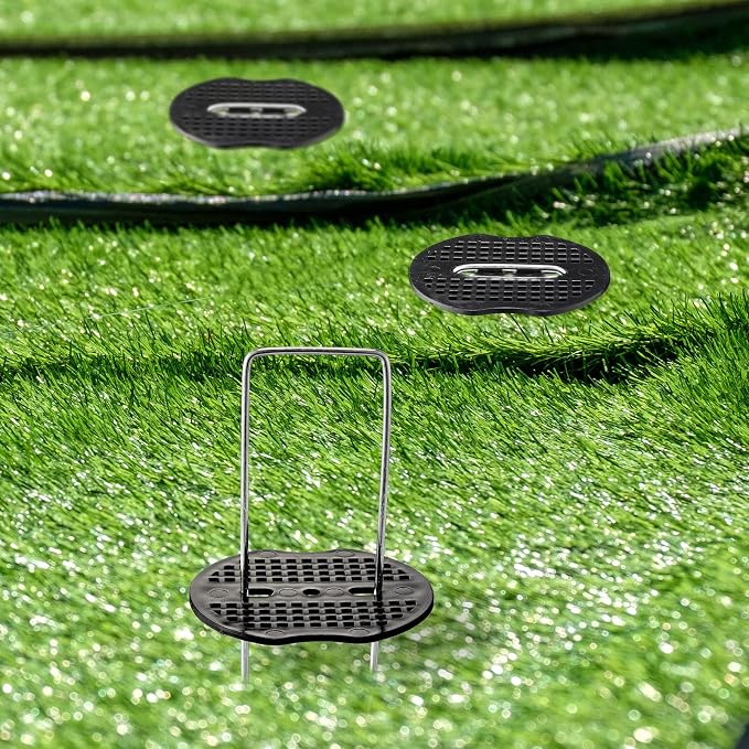 602 Pcs Landscape Staples Set 300Pcs 6 Inch Anti Rust Garden Stakes U Shaped Galvanized Garden Staple Landscaping Fabric Sod Pin with 300 Pcs Gasket 2 Pcs Pick Hook for Gardening Weed Barrier (Silver)