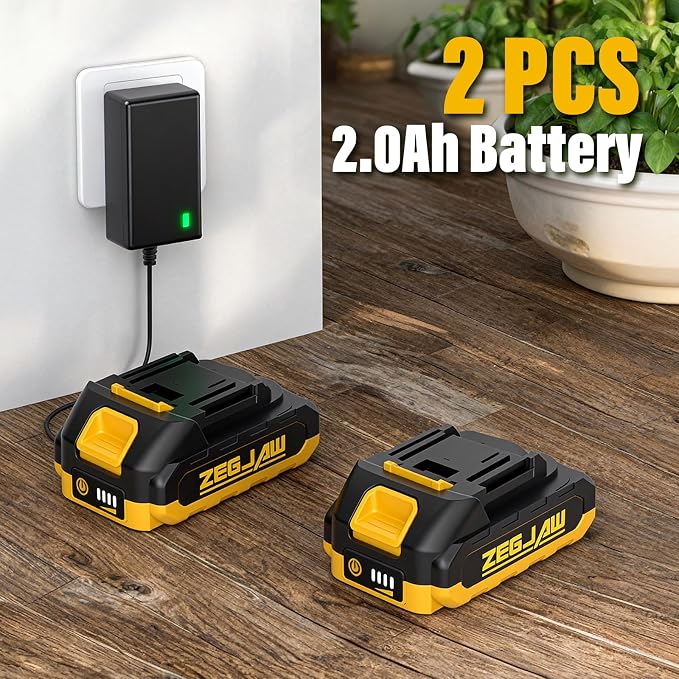 ZEGJAW 2-IN-1 Cordless Pole Saw & 6 Inch Mini Chainsaw with 2 Pack 2.0Ah Battery and Charger, Electric Pole Saw for Tree Trimming with Adjustable Extension Pole