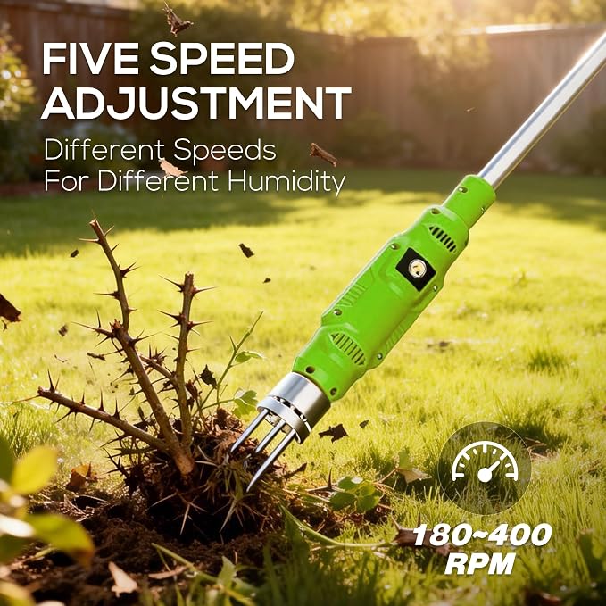 LITEKON Electric Cordless Weed Puller Tool, 20V Battery Powered Stand Up Weeder with 2.0Ah Battery & Fast Charger, Puller Tool with Long Handle, Crabgrass Piller& Dandelion Remover for Garden, Green