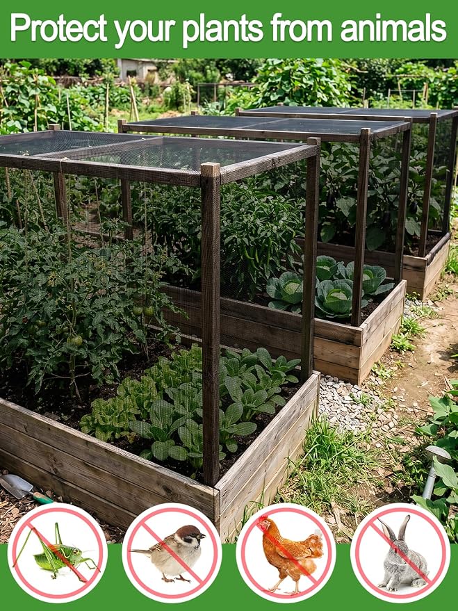 ANPHSIN Strong PP Nanocomposite Mosquito Net Garden Netting - 10 x 33ft Clear View Bird Insect Pest Mesh Barrier Screen for Patio, Balcony, Porch, Outdoor Raised Beds Protection (Black)