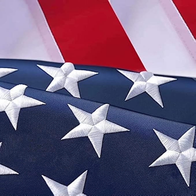 American Flag 8x12 FT Long Lasting Heavy Duty US Flags for High Wind TearProof Polyester USA Flag with Embroidered Stars, Sewn Stripes, Brass Grommets