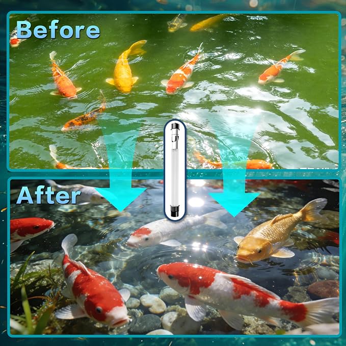 32W Pond UV Light for 200-2000 Gallon, Aquarium UV Light, UV Water Clarifier for Pond, Cold Plunge, Koi Pond, Aquarium, Swimming Pool and Fish Tank for Algea Control