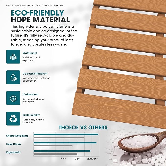 THOEOE Folding Adjustable Adirondack Chairs with Ottoman & 1 Cup Holders, HDEP Multifunctional Adirondack Chair with Footrest,Wood