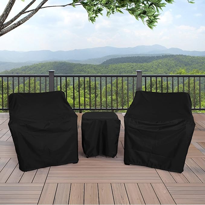 Patio Furniture Covers,Outdoor Furniture Cover Waterproof,Patio Furniture Set Covers for 3 Piece Outdoor Bistro,Patio Sofa Covers Set for 2 Chairs and Coffee Table,Black