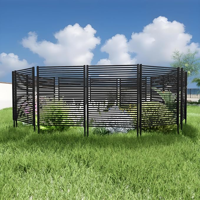 GarveeLife Metal Privacy Screen Outdoor, 47x71 Inch Panels for Outdoors, Freestanding Rust-Resistant Decorative Fence for Balcony, Yard, Garden, Patio, Brown Weatherproof Privacy Fencing