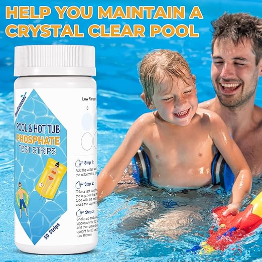 Phosphate Test Kit for Pool Hot-Tub: 50 Counts Water Phosphate Test Strips for Swimming Pool - Pool Phosphate Test Kit