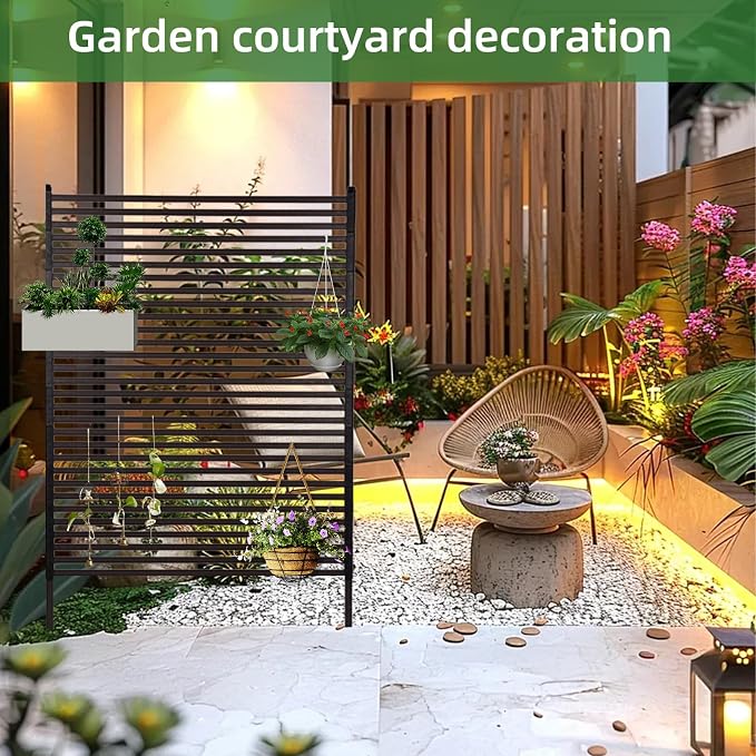 Outdoor Privacy Screens - Length: 43in, Height: 70.8in, Fence Privacy Screen, Freestanding Horizontal Fence, Metal Material, Anti-Corrosion and Weatherproof, Suitable for Outdoor Garden Courtyard