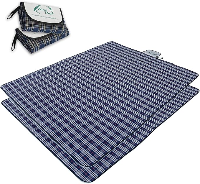 Wind Tour Family Outdoor Waterproof Durable Picnic Blankets with Carry Strap,Foldable 50×70.9 inch Sandproof Beach Mat for Kids Playground Camping Park Hiking Grass Travelling