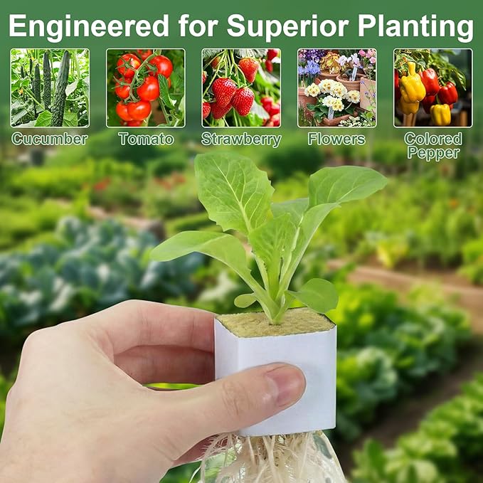 Rockwool Cubes 1.5 Inch – 24 Pack Premium Rock Wool Planting Cubes for Hydroponics, Seed Starting, Cloning & Cuttings, Grow Cubes for Hydroponic Growing