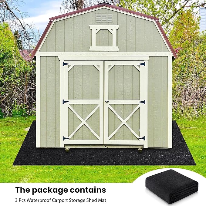 3 Pcs 6 x 4 ft Outdoor Storage Shed Floor Mat Waterproof Non Slip Carport Protect Mat for Patio Furniture