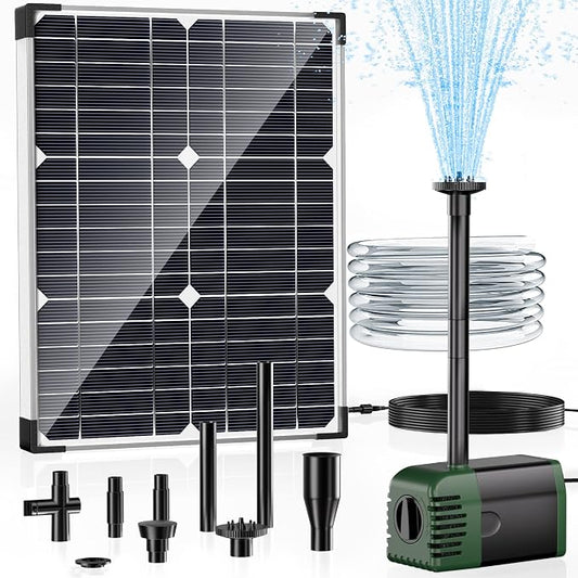 POPOSOAP Solar Water Pump Fountain,20W Solar Fountain Pump 320GPH Solar Powered Water Pump with Adjustable Flow, PVC Tubing and 16.4ft Cord Length for Ponds, Garden, Waterfall, Fish Pond