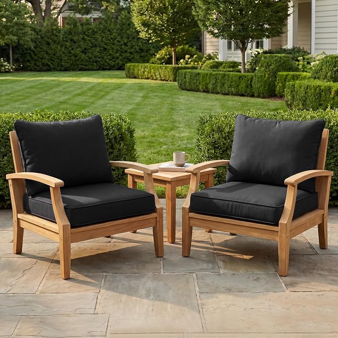 4-Piece Outdoor Patio Cushion Covers, Seat & Back Replacement Set, Covers Only for Patio Furniture, Porch, Deck, Balcony (4Pcs-Black, 24 * 24 * 4-inch)