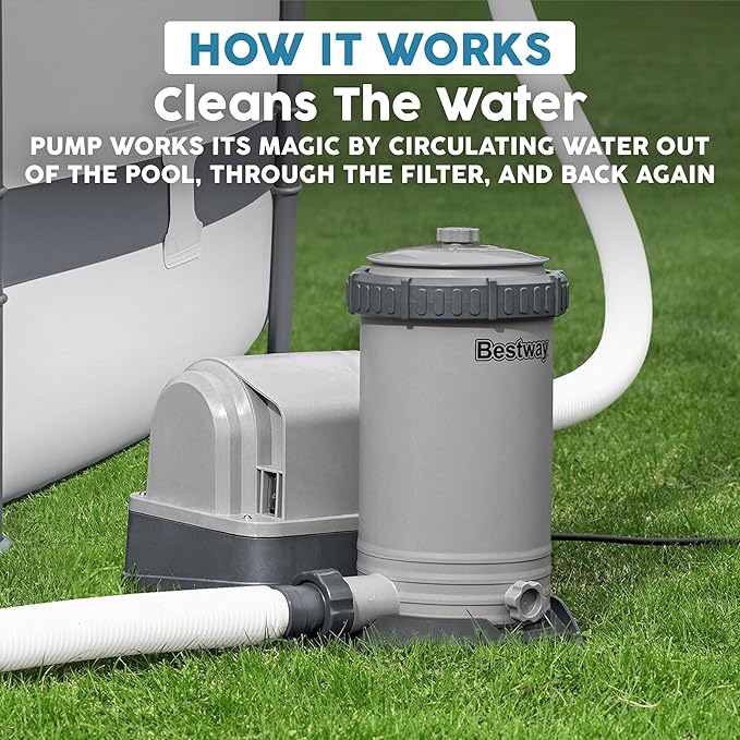 Bestway 2,500 GPH Filter Pump for Above Ground Swimming Pool with Type IV-B Cartridge, Adapter Accessories and Timer