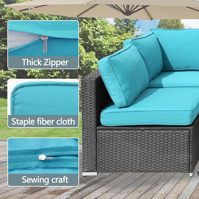 14Pcs Patio Cushion Covers Replacement Splashproof UV-Resistant Inelastic Covers with Zippers, Max Compatible 25.6x25.6x4inch Patio Cushion, for 7 Pcs Outdoor Patio Furniture Sets