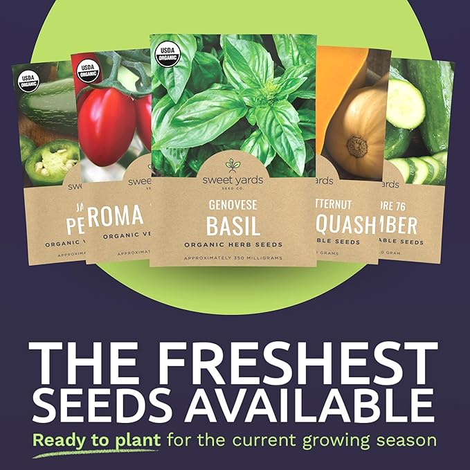 Organic Seeds Gardener Variety Pack - 30 Individual Packs - 2026 Season - Arugula, Basil, Winter Squash, Nantes Carrots and More! for Indoor & Outdoor Planting (Non-GMO, Certified Organic)