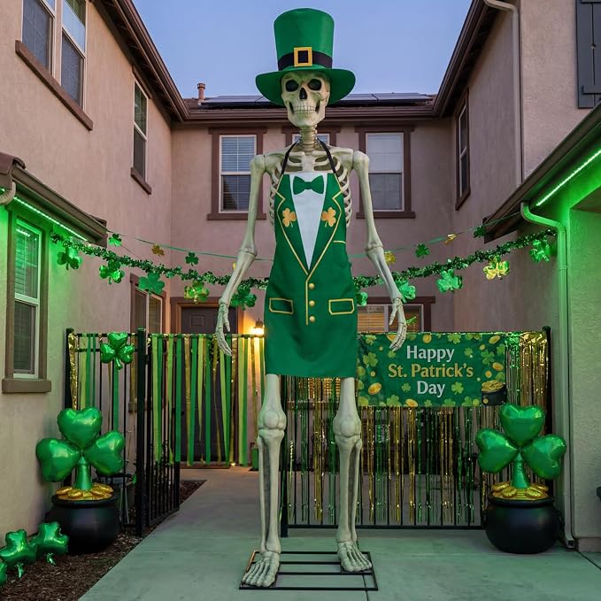 Mepase 12ft Skeleton Costume Accessories Set Oversize Hat and Apron Prop Giant Outdoor Indoor Yard Garden Lawn Decoration