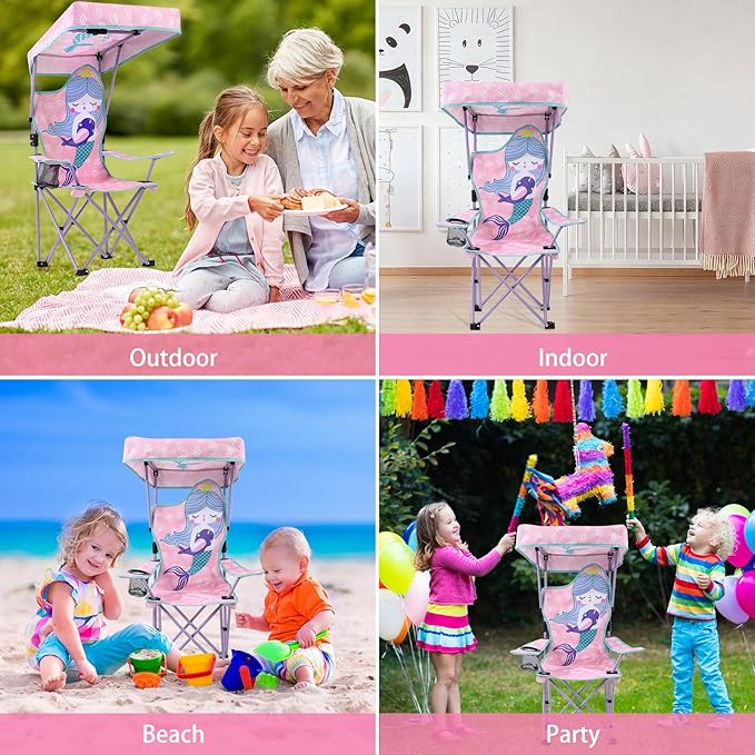 KABOER Kids Outdoor Folding Lawn and Camping Chair with Cup Holder and Carrying Bag, Children's Camping Chairs