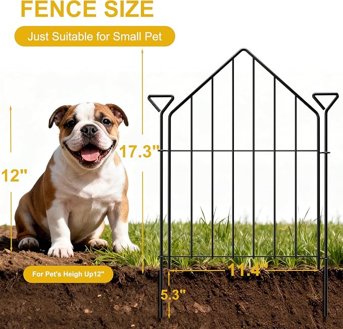 Decorative Garden Fence 17in x30ft, 30 Panels Rustproof Metal No Dig Fence Animal Barrier, Roof Shaped Flower Bed Edging Ornamental Wire Border Panel Fencing for Yard Patio Outdoor Decor