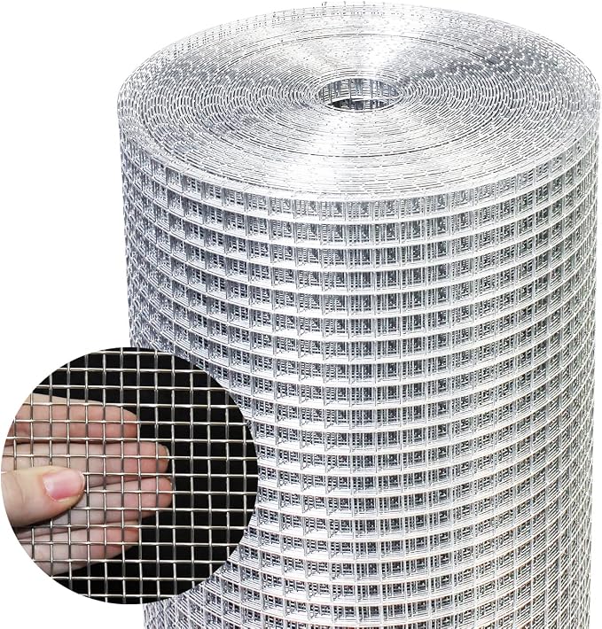 Zevemomo 48" x 100' 1/4inch Hardware Cloth 23Gauge Chicken Wire Fence Galvanized Welded Mesh Roll for Home Garden Rabbit Cage
