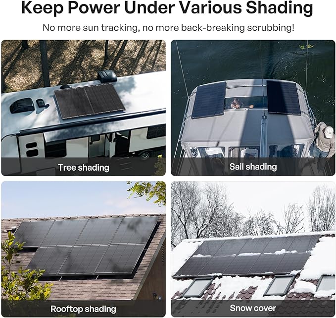 Renogy ShadowFlux Solar Panels, N-Type Anti-Shading Panels for 12V/24V Systems with 25% High-Efficiency PV Modules, 200W ShadowFlux N-Type Panel
