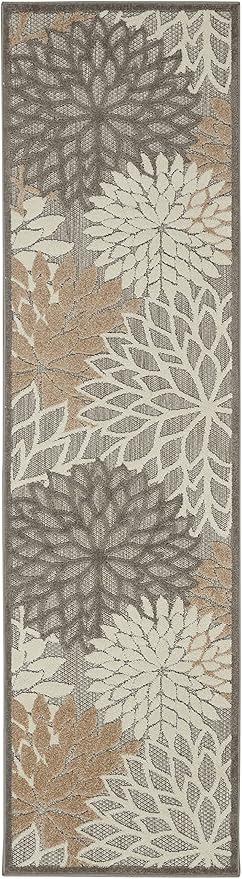 Nourison Home Aloha Natural 2'3" x 10' Area Rug - Easy Clean, Non Shedding, Bed Room, Living Room, Dining Room, Kitchen (10' Runner)