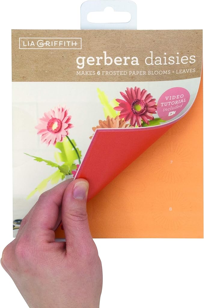 Lia Griffith Frosted Paper Blooms, Gerbera Daisies, 6" x 6.5", Colors may vary, 17 Pages, Count