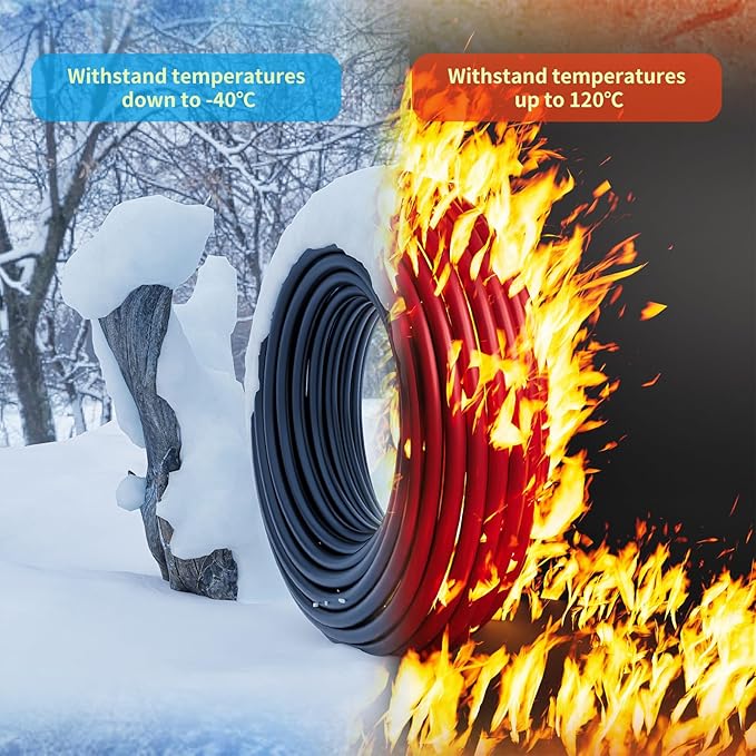 200Ft Solar Panels Extension Cables, 6mm² PV Cable Without Connectors, IP68 Waterproof, 10AWG Solar Wire