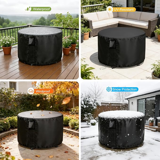 Patio Furniture Covers Round, 42 Inch Outdoor Round Table Cover Waterproof, Rounds Patio Furniture Cover for All Weather Resistant - 42 x 28 Inch