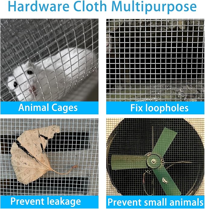 12in X 20ft Hardware Cloth 1/4 Inch, 23 Gauge, Hot-dip Galvanized After Welding, Chicken Wire Fence Garden Fencing Welded Wire Cloth Garden Fence Handicraft Making