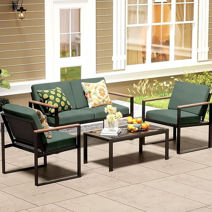 8Pcs Patio Cushion Covers,Outdoor Cushions Covers,Stretch Cushion Covers Replacement, Washable and Reusable Furniture Protectors(Matcha Green)