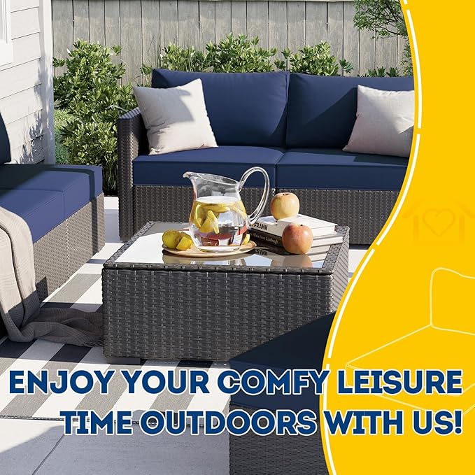 AAAAAcessories Outdoor Seat Cushions for Chairs, Fade-Resistant, Waterproof Patio Furniture Replacement Cushions, 23" x 23" x 5" + 23" x 13.5", Navy Blue