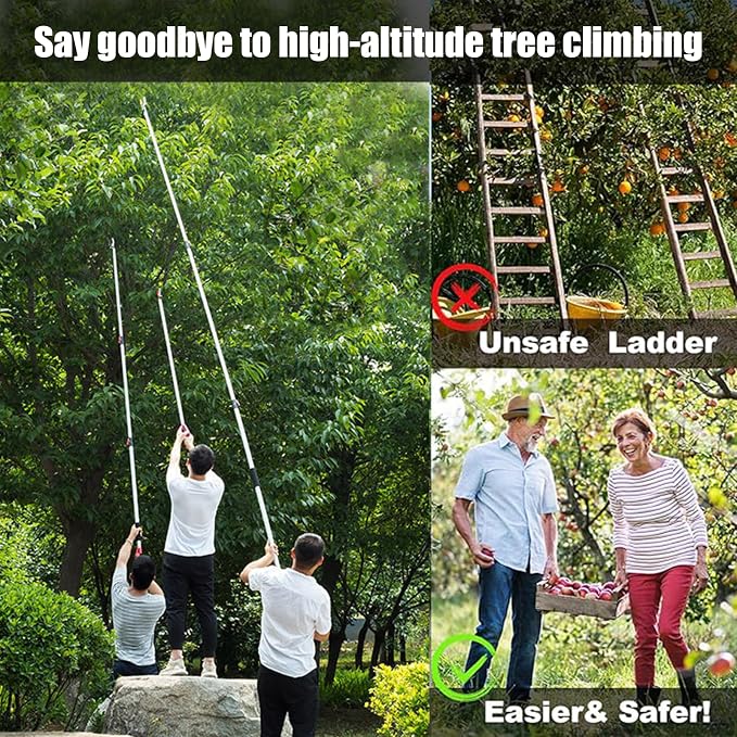 xixi-home 4.2-7.2 Ft Extendable Tree Pruner,Lightweight Tree Trimmers Cut and Hold Pruners,Long Reach Pole Saw Pruning Shears and Hold Branches Bypass Lopper Telescoping Fruit Picker